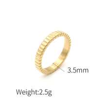 1 pieza Anillos de acero inoxidable minimalistas de 3.5mm y 6.5mm para mujeres, anillos planos para dedos, joyería de compromiso de moda - Dorado - Ver 15