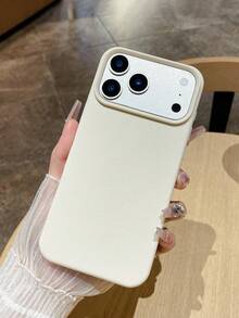 1pc Minimalist White Full Coverage TPU Shockproof Phone Case Compatible With Apple 16, 15, 14, 13, 12, 11 Pro Max, And Series - White - View 3