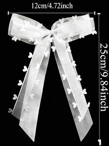 10/20pcs Heart Shaped Ribbon Bows | Wedding Party Backdrop Bouquet Car Decor Chiffon Bows | New Year Mother's Day Birthday Party Decor Gift Box Floral Decoration - White - View 3