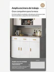 Mueble Organizador De Cocina 120*36*170cm Minimalista Moderno - Blanco - Ver 8