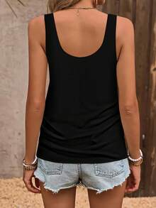 Gilet long sans manches confortable pour femmes au printemps et en été, t-shirt imprimé de rayures avec vocabulaire anglais coloré, tissu doux et confortable, style élégant et décontracté adapté pour le travail - Blanc - Voir 7