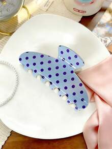 2个/1个 女士 4.53英寸/11厘米 粉蓝波点贝壳发爪夹，时尚鲨鱼齿发饰，优雅简约纯色发夹，适合日常、休闲、派对、海滩、度假、发型设计、洗发、化妆、服装配饰，秋冬春夏皆宜 - 彩色 - 查看 4