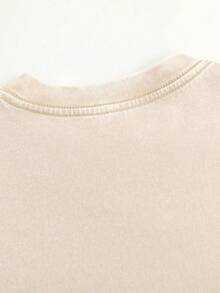 Men's Pattern Washed T-Shirt - Double Sided Printing, 100% Cotton, Short Sleeved, Summer Casual T-Shirt, Black With White Star Design, Loose Fit, Machine Washable, Daily T-Shirt | Loose Fit Shirt | 100% Cotton T-Shirt, Cotton T-Shirt - 杏色 - 查看 2