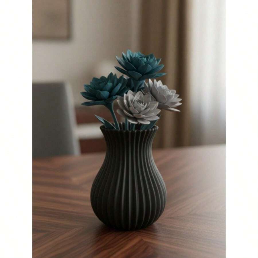Nordic White Stylish Home Vase Ornament, A Perfect Home Decoration Plastic Vase Suitable For Home And Office Decoration - 黑色1件 - 查看 1