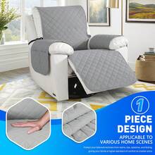 YSTYLE Large 1-Seater Relaxing Reclining Chair Cover, Waterproof Electric Reclining Chair Cover, Universal Armchair Cover, Armchair Cover With Side Pockets - Light Grey - View 2