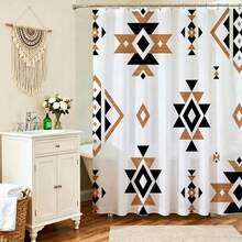 Western Shower Curtain Vintage Shower Curtain Abstract Farmhouse Boho G... - White - View 4
