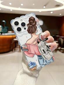 Braided Wave Edge Minimalist High-End TPU Travel Girl Painted Anti-Drop Phone Case Compatible With IPhone 17pro/17Air /17/17promax 16/11/16pro/16plus/16promax/16e/15Promax/13/14/12/XS/XR/7G/8PXR /7/8, Painted Suitable For IPhone 15Promax, Apple 13, 14, 11 Soft Case, P12 Anti-Drop X, Braided Wave Edge 12/14 Painted TPU Anti-Drop Soft Case - Multicolor - View 2