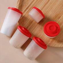 1/3pcs Moisture-Proof Salt And Pepper Shaker Containers With Red Lids, Sealed Plastic Seasoning Jars Dispenser - Red - View 5