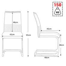 Set Of 4 Modern Dining Chairs, PU Leatherette And Linen, Side Cushions, Kitchen, Dining Room, Office Chairs, Black - Black - View 10