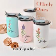 1PC Personalized Bridesmaids Gifts Floral Wine Glasses With Lids,Wedding Gifts, Wedding Souvenirs, Valentine's Day Gifts,Party Favors, Custom Gifts For Wedding Anniversary, Bridesmaid Gifts Flute - Multicolor - View 2