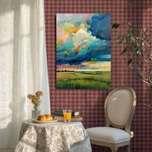 Framed Canvas Poster Print Wall Art 1pc Wooden  Canvas Painting, Meadow Landscape , Artwork For Office, Home, And Living Room Decoration A Halloween Christmas Gifts - Framed - 查看 2