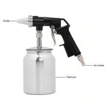 Air Sandblasting Gun Compressor Handheld 90 PSI Sand Blaster Shot Media Blasting - Black Silver - View 3