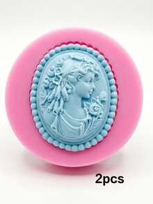 1 pieza/2 piezas Molde de fondant con marco retro, molde de silicona con cabeza de diosa de cabello largo y rosa, para manualidades de chocolate, decoración de pasteles y pudines, proyectos de joyería y arcilla polimérica - Rosa - Ver 13