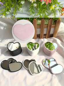 1/3/6/10/20/30/50个装心形便携式口袋镜,现代简约设计,高清画质,迷你化妆镜,学生宿舍适用,女士礼物,粉色-白色-绿色-黑色可选 - A - 查看 2