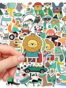 50pcs Funny Animal Clipart Stickers Cute Cartoon Characters For Phone Case, Laptop, Water Bottle, Journal, Desktop, Waterproof Decals - Multicolor - View 6