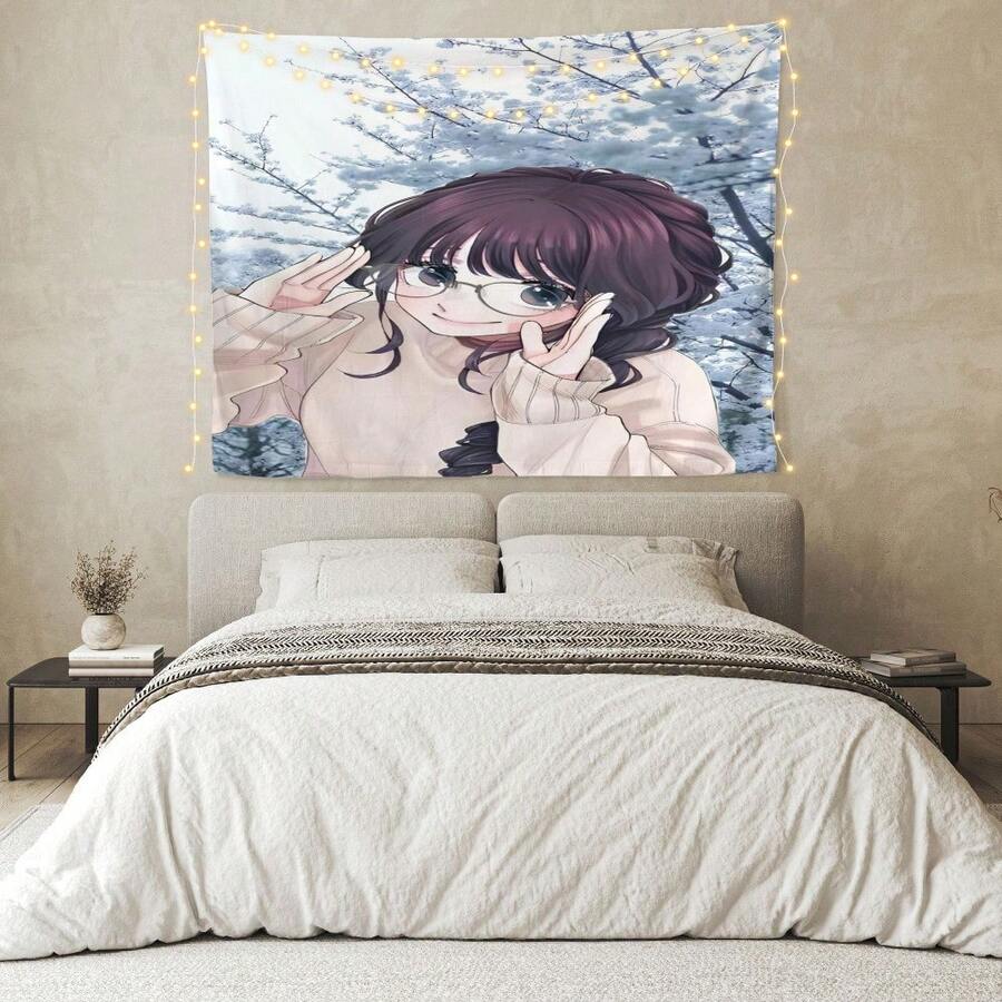 Kaoruko Waguri Anime Tapestry - Vibrant Wall Hanging With Expressive Eyes & Dynamic Pose, Perfect For Living Room, Bedroom, Office Decor - Ideal Gift For Anime Fans, Bedroom Artwork, Highquality Print - 1PC - Xem 1