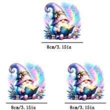 1pc/2pcs/3pcs Aurora Dwarf Pattern Heat Transfer Stickers, DIY Iron-On Patches, Suitable For T-Shirt Making, Pillow Decor, Backpack, Cushion, Pants, Sofa Cover, Waterproof & Fade-Resistant - L+S - View 3