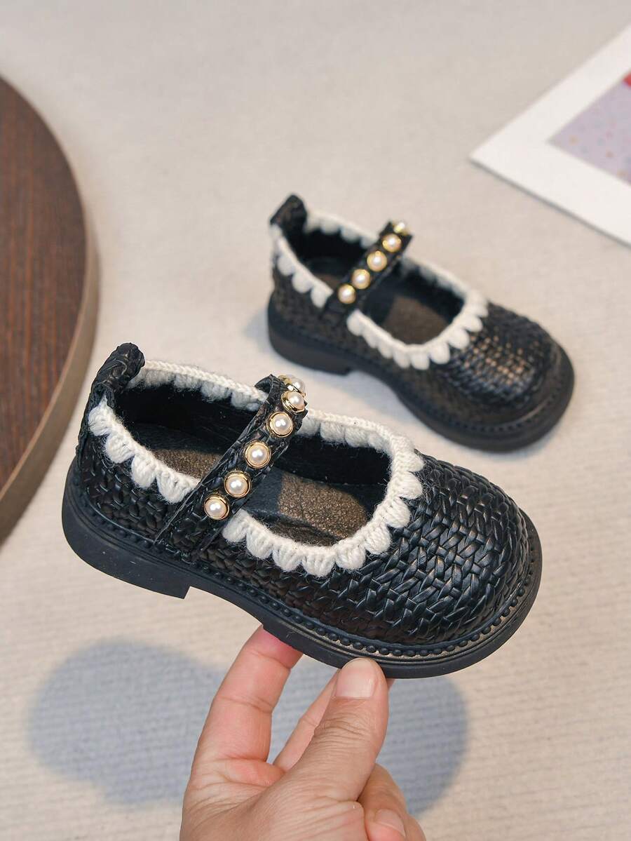 2026 Korean Style Children Princess Shoes, Spring New Leather Easy-Clean Soft Sole Toddler Walking Shoes - Black - View 1