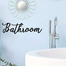 1pc Metal Bathroom Wall Decor Plaque - Black Iron Letter, Iron Metal Wall Art, Classic Style, Reusable And Removable, Suitable For Home Decor - Black - View 7
