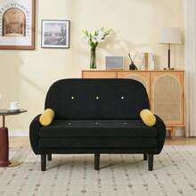 Sofas & Couches - Black + Corduroy + Foam + Iron + Plastic + 2 Seat + Foam-1 - View 1