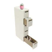 YUNRUX Drucker Tisch Höhenverstellbarer 3-Ebene-Druckerstander 60 x 50 cm mit Rädern Mobile Druckwagen aus Holz und Metall Druckerhalter für große Drucker Cremig-weiß für Studienbüro Büro - A - Übersicht 1