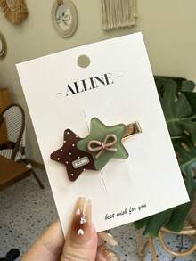 Korean Style Star Bow Polka Dot Duck Clip Cute Sweet Bangs Clip Fresh Hair Clip - Multicolor - View 6