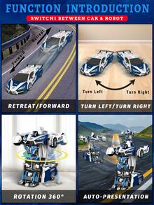1pc Remote Control Transforming Car, Transforming Robot Toy With Remote Controller, 360° Drifting, Dynamic Lighting, Plastic Material, Button Control, Battery Powered, Suitable As Cool Christmas And Halloween Gift. 2.4Ghz Remote Control Car, One-Key Auto Transformation Robot, With Lights LED Lighting, One-Key Transformation And 360° Rotation Drift, Transforming Toy For Children 5-6-7-9+ Years Old Boys/Girls, A Birthday Surprise Gift And Christmas Gift - Multicolor - View 8