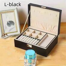 1 Peça Caixa de Armazenamento de Brincos em Couro PU à Prova d'Água, Organizador de Joias Portátil de Camada Dupla para Anéis, Brincos, Colares, Pulseiras, Caixa Protetora de Joias à Prova de Poeira e Oxidação, Presente para Namorada, Mãe, Volta às Aulas - Multicolorido - Visão 8