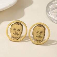 Custom Photo Earrings, Personalized Image 304 Stainless Steel Earrings, Men's Jewelry, Daily Wear, Ideal For Couples, Family, Anniversary Gift - Gold - View 1