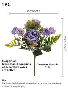 1 束/3 束人造牡丹混合花适用于婚礼装饰、新娘花束、教室装饰、家居花瓶、花园、派对、生日活动、情人节、礼物 - 淡紫色 - 查看 6