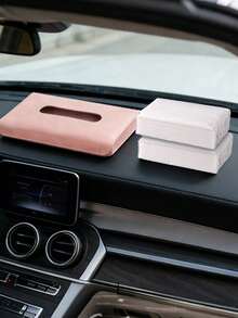 1pc Car Tissue Box, Universal Sun Visor Hanging Tissue Holder, Creative Armrest Storage Bag, Suitable For Various Car Models, Enhance Interior Cleaning Convenience, Ideal Gift For Women, Car Accessories, Car Decor, Automotive Supplies - Pink - View 3