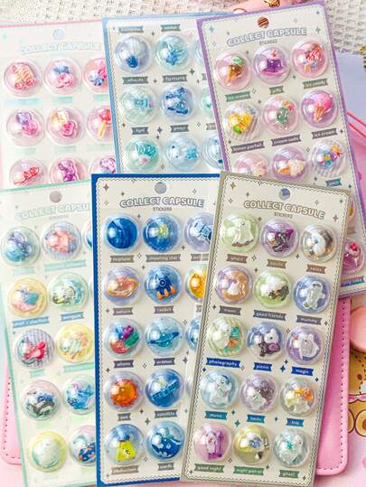 3D Creative Space Food Cartoon Round Embossed Stickers, Suitable For Scrapbooking, DIY Journals, Cute Stationery Stickers Decoration - Gifts. The Perfect Choice For Home Decor, Party Decor, Birthday Gifts, And Various Holiday Gifts.