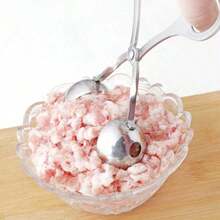 Stainless Steel Meat Baller Ball Maker Meatball Scoop None-Stick Baller Tongs Meat Ball Maker Mold Cake Pop,Ice Tongs,Meatball Maker Tool For Kitchen Cooking - Bạc - Xem 6