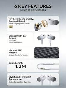 Tai nghe có dây RM-575: Được tối ưu hóa cho sử dụng hàng ngày, mang lại sự thoải mái và độ bền cao, cuộc gọi rõ ràng và ổn định, chất lượng âm thanh cao cấp và tương thích với nhiều thương hiệu thiết bị. Màu trắng. - trắng - Xem 9