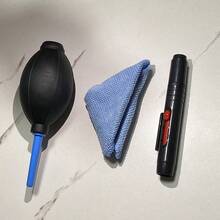 三合一黑色清洁套装，包含吹气球、气泵、镜头清洁笔、清洁布、清洁刷，适用于相机、电脑键盘、电视、手机屏幕清洁，通用耳机清洁笔，手机清洁工具 - 黑色 - 查看 10