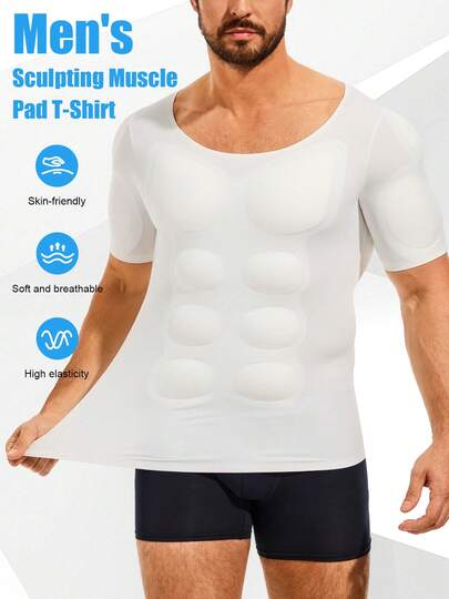 TAILONG One Nylon Spandex Seamless Muscle Padding Undershirt With Detachable Chest Abs Inserts For Men Body Shaping Daily Wear Wedding