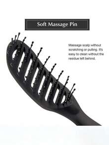 1pc Men's Wet/Dry Hair Brush, Anti-Static Ventilated Design, Smooth, Suitable For Wet & Dry Hair, Daily Use - Black - View 8