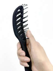 1pc Men's Wet/Dry Hair Brush, Anti-Static Ventilated Design, Smooth, Suitable For Wet & Dry Hair, Daily Use - Black - View 5