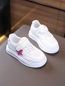 1 par de zapatillas casuales planas transpirables y unisex, con suela blanda antideslizante para niños, zapatos de skate de moda versátiles para estudiantes, adecuados para primavera y otoño - Blanco - Ver 4