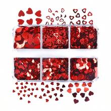 Valentine's Day Heart Glitter For Epoxy Resin Filling Holographic Red Sequins Mixed Heart Shape Paillettes DIY Keychain Pendant Handcraft Materials Mould Filler Material, DIY Crafts, Valentine's Crafts, Jewelry Casting Supplies - Red - View 11
