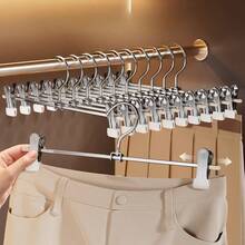 10pcs Galvanized Pants Clips Multifunctional Stainless Steel Clothes Hangers For Non-Slip Storage, No Trace - Silver - View 10