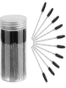 100/500pcs Disposable Black Eyelash Mascara Brush, Eyebrow Brush, Mini Makeup Brushes - Eyebrow Brush, Eyeshadow Brush, Spiral Brush - Black - View 10