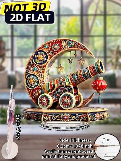 1pc Bohemian Style 2D Acrylic Decorative Sign And Plaque, Multipurpose Tabletop Floral Theme Decor, Suitable For Home And Office, Ramadan Creative Gift, Eid Al-Fitr Ideal Holiday Gift, Home Decor Gift