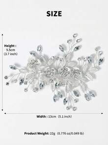 1pc Elegant Matte Flower & Crystal Hair Clip, Frosted Petal Bridal Barrette For Wedding, Party & Bridesmaid - Multicolor - View 11