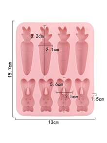 1pc For 8pcs Rabbit Radish Silicone Cake Mold Household Ice Tray Finger Biscuit Muffin Cup Cake Cup Baking Silicone Chocolate Molds, Rectangular Ice Cube Molds, Teething Stick Molds, Rabbit And Carrot Finger Molds - Multicolor - View 3