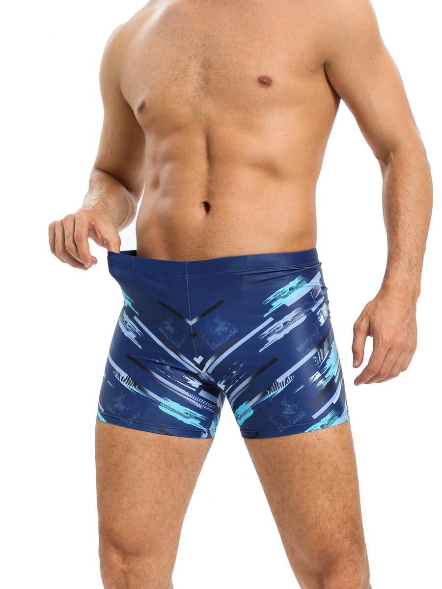 新款时尚印花男士泳裤，速干沙滩泳装，运动游泳短裤，避免尴尬