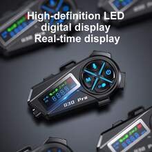 1pc/2pcs Headset Bluetooth Nirkabel Helm Motor Q30 Pro, Dengan Layar LED, Interkom 500m, Berbagi Musik dan Pencampuran Adegan - Baterai Kapasitas Besar 1000mAh, Desain Ergonomis untuk Sepeda Motor, Sepeda, Olahraga - Hadiah Ideal untuk Penggemar, Perangkat Komunikasi Sepeda Motor, Gadget Modis, Konstruksi Tahan Lama, Cocok untuk Helm Setengah/Penuh, Pilihan Utama untuk Perlengkapan Berkendara Luar Ruangan (Mendukung Interkom Lintas Merek, Kompatibel dengan Interkom Headset Bluetooth Biasa, Dapat Diadaptasi ke Headset Bluetooth Pihak Ketiga) - Q30 Pro - View 5