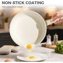 YASHE 9pcs Pots And Pans Sets With Removable Handles, Non-Stick Cookware Set, White Granite Induction Cookwar, Stackable And Space-Saving Design - Variant - View 4