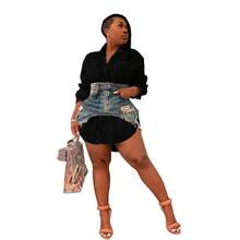 Women's Denim Skirt Fashion Slim Personality Elegant Temperament Irregular Design Sense Cute Denim Skirt - 黑色 - 查看 7