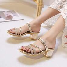 Sandalias de tacón alto para mujeres - Dorado - Ver 4